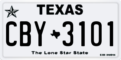 TX license plate CBY3101