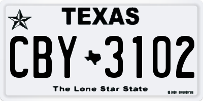 TX license plate CBY3102
