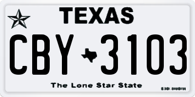 TX license plate CBY3103