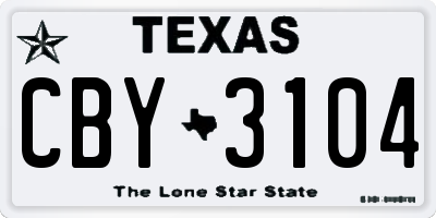 TX license plate CBY3104