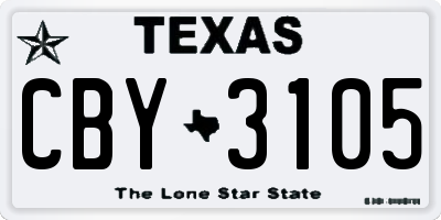 TX license plate CBY3105