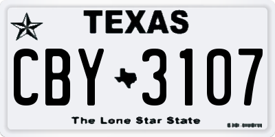 TX license plate CBY3107