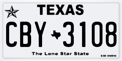 TX license plate CBY3108