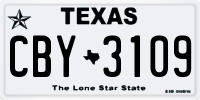 TX license plate CBY3109
