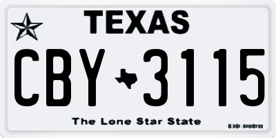 TX license plate CBY3115