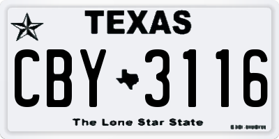 TX license plate CBY3116