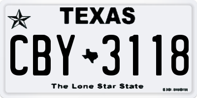 TX license plate CBY3118
