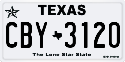 TX license plate CBY3120
