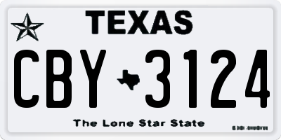 TX license plate CBY3124