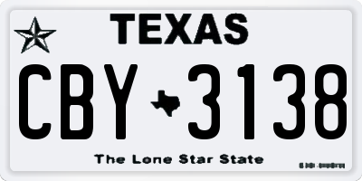 TX license plate CBY3138