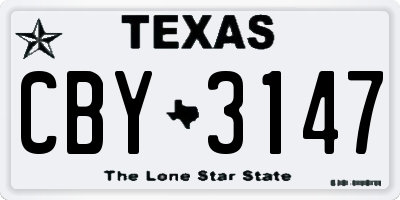 TX license plate CBY3147