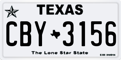 TX license plate CBY3156