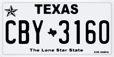 TX license plate CBY3160
