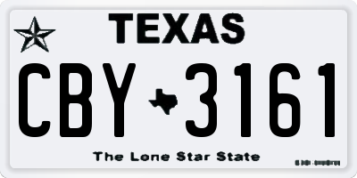 TX license plate CBY3161