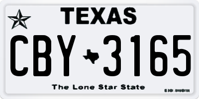 TX license plate CBY3165