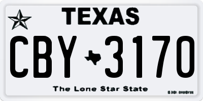 TX license plate CBY3170