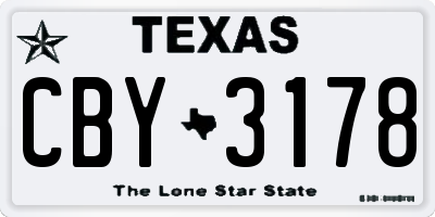 TX license plate CBY3178