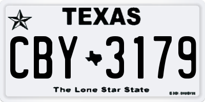 TX license plate CBY3179