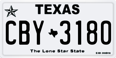 TX license plate CBY3180
