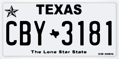 TX license plate CBY3181