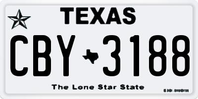 TX license plate CBY3188