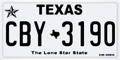 TX license plate CBY3190