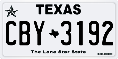 TX license plate CBY3192