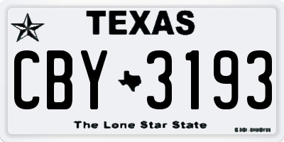TX license plate CBY3193