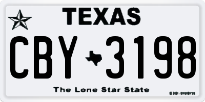 TX license plate CBY3198