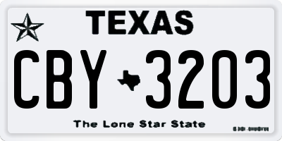 TX license plate CBY3203