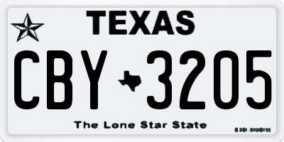 TX license plate CBY3205