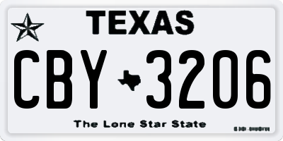 TX license plate CBY3206