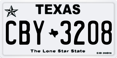 TX license plate CBY3208