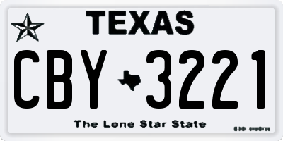 TX license plate CBY3221
