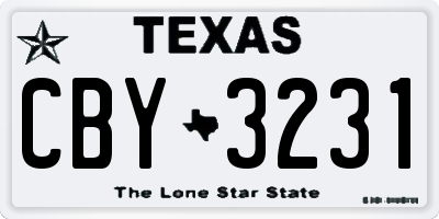 TX license plate CBY3231