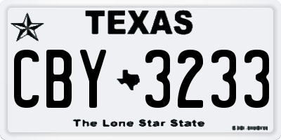 TX license plate CBY3233