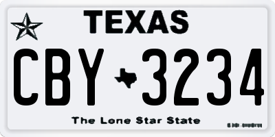 TX license plate CBY3234