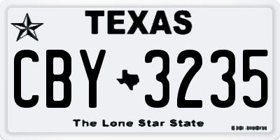 TX license plate CBY3235