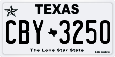 TX license plate CBY3250