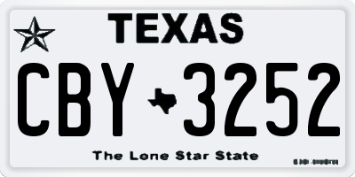 TX license plate CBY3252