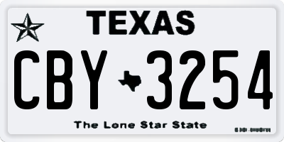 TX license plate CBY3254