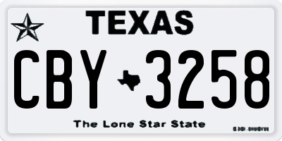 TX license plate CBY3258