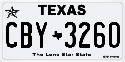 TX license plate CBY3260