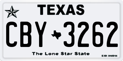 TX license plate CBY3262