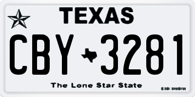 TX license plate CBY3281