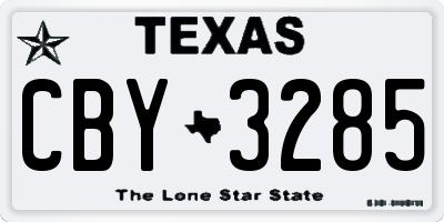 TX license plate CBY3285