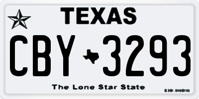 TX license plate CBY3293