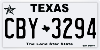 TX license plate CBY3294