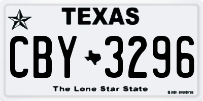 TX license plate CBY3296
