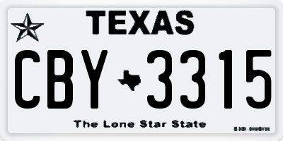 TX license plate CBY3315